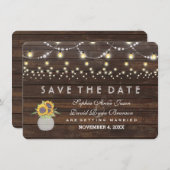 Zonnebloemen stralen oud hout sparen de datum save the date (Voorkant / Achterkant)
