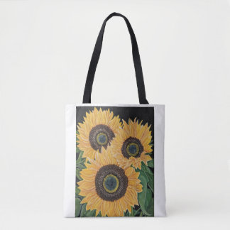 Zonnebloemen strand/supermarkt/werk canvas tas