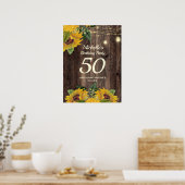 Zonnebloemen String Licht 50th Elke zondag Poster (Keuken)