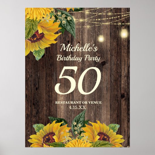 Zonnebloemen String Licht 50th Elke zondag Poster (Voorkant)
