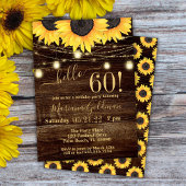 Zonnebloemen String Lights 60th Birthday Party Inv Kaart