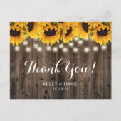 Zonnebloemen String Lights Country Wedding Dank u Briefkaart (Voorkant)