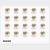 Zonnebloemen String Lights Paarse Bloemen Dank u Ronde Sticker (Vel)