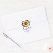 Zonnebloemen String Lights Paarse Bloemen Dank u Ronde Sticker (Envelop)