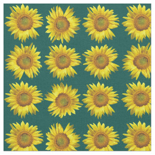 Zonnebloemen Teal Patroon Naaimateriaal Stof