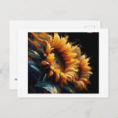 Zonnebloemen tegen zwart, briefkaart (Voorkant / Achterkant)