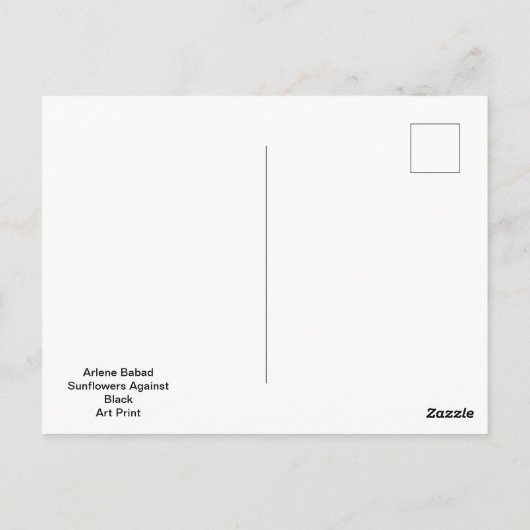 Zonnebloemen tegen zwart, briefkaart (Achterkant)