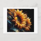 Zonnebloemen tegen zwart, briefkaart (Voorkant)