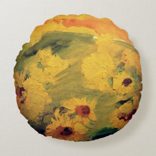 Zonnebloemen tekening, veldkussen rond kussen