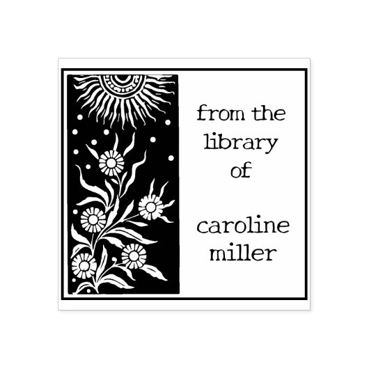 Zonnebloemen uit de bibliotheek van 	rubberstempel (Afrduk)