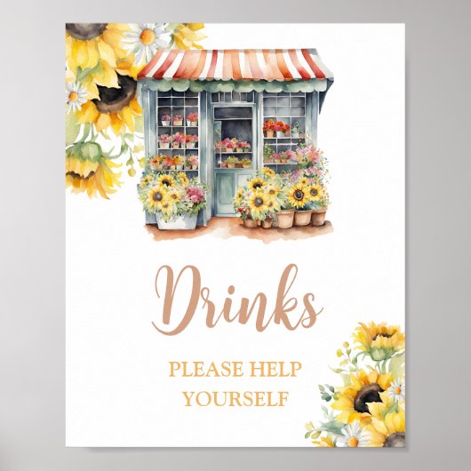 Zonnebloemen uit de markt Vrijgezellenfeest Drinke Poster (Voorkant)