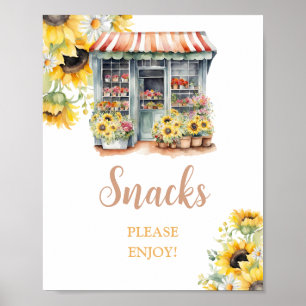 Zonnebloemen uit de markt Vrijgezellenfeest snacks Poster