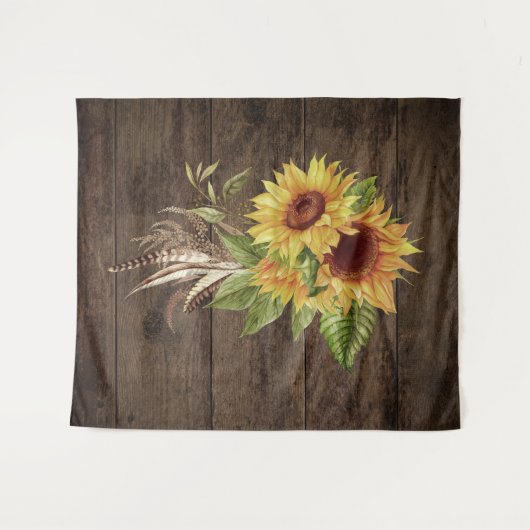 Zonnebloemen vallen gefotografeerde getextureerde  wandkleed (Voorkant (horizontaal))