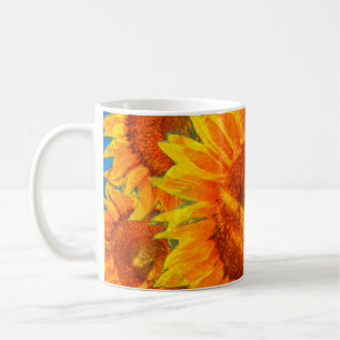 Zonnebloemen. Van Gogh stijl imitatie. Koffiemok