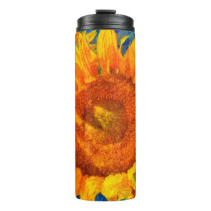 Zonnebloemen. Van Gogh stijl imitatie. Thermosbeker