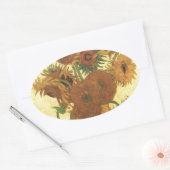 Zonnebloemen van Van Gogh Ovale Sticker (Envelop)