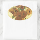 Zonnebloemen van Van Gogh Ovale Sticker (Tas)