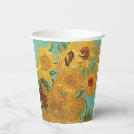 Zonnebloemen van Van Gogh Papieren Bekers (Achterkant)