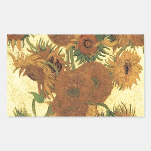 Zonnebloemen van Van Gogh Rechthoekige Sticker (Voorkant)