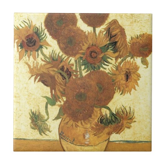 Zonnebloemen van Van Gogh Tegeltje (Voorkant)