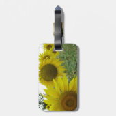 Zonnebloemen veld Bagagelabel w / lederen band (Achterkant verticaal)