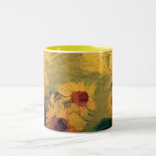 Zonnebloemen, Velden met zonnebloemen schilderen M Tweekleurige Koffiemok (Center)