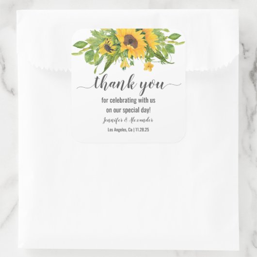 Zonnebloemen Vierkante Sticker (Tas)