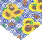 Zonnebloemen Vlinders Blue Gingham Tafelkleed (Gekanteld)
