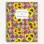 Zonnebloemen Vlinders Red Gingham Recept Notitieboek (Voorkant)