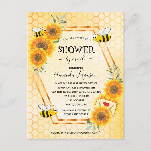 Zonnebloemen voor bijen baby shower per post briefkaart (Voorkant)