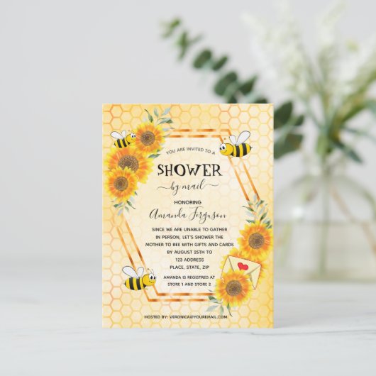 Zonnebloemen voor bijen baby shower per post briefkaart (Staand voorkant)