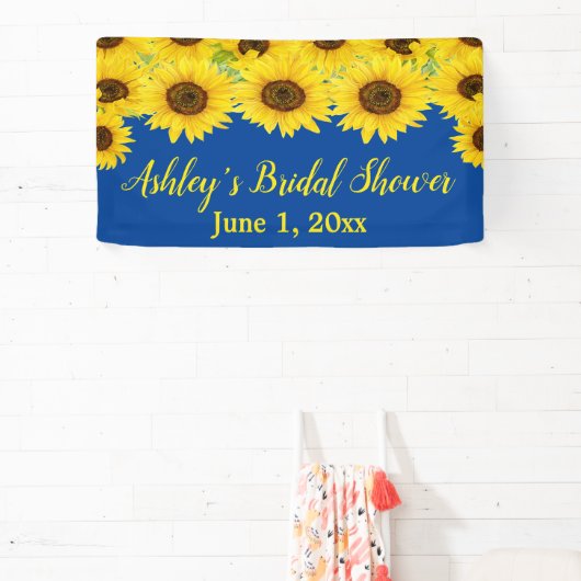 Zonnebloemen Vrijgezellenfeest Achtergrond Blauwe  Spandoek (Insitu)