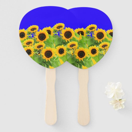 Zonnebloemen - Vrijheid Oekraïne Vrede Oekraïense Handwaaier (Voorkant en achterkant)