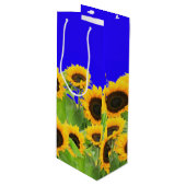 Zonnebloemen - Vrijheid Oekraïne Vrede Oekraïense Wijn Cadeautas (Voorkant Gekanteld)