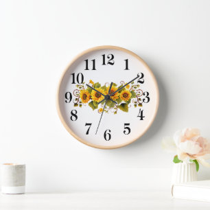 Zonnebloemen Wandklok
