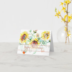 Zonnebloemen waterverf bloemkaart kaart