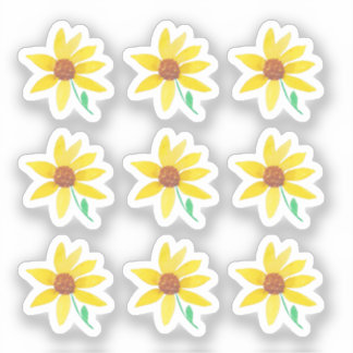 Zonnebloemen Waterverf met handschilderingen Sticker