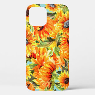 Zonnebloemen Waterverf: naadloze illustratie iPhone 12 Hoesje