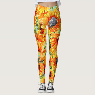 Zonnebloemen Waterverf: naadloze illustratie Leggings
