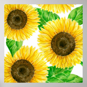 Zonnebloemen waterverf poster