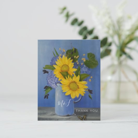 Zonnebloemen Weddenschap Hartelijk dank Bedankkaart (Staand voorkant)