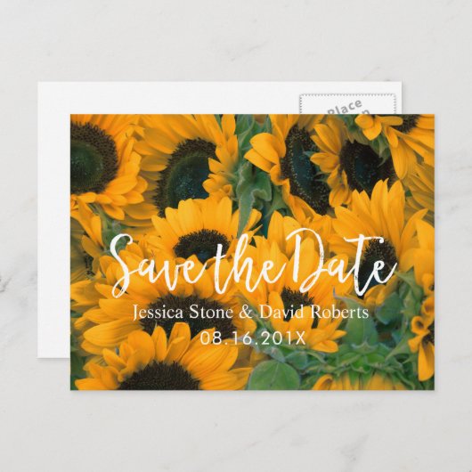 Zonnebloemen Weddenschap Save the Date Aankondigingskaart (Voorkant / Achterkant)