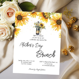 Zonnebloemen Wijnfles Glas Moederdag Brunch Kaart