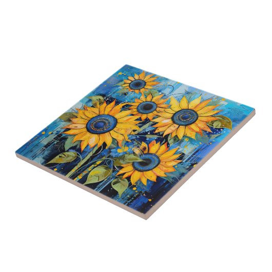 Zonnebloemen Wildbloemen Bloem Gemengde Media Desi Tegeltje (Zijkant)