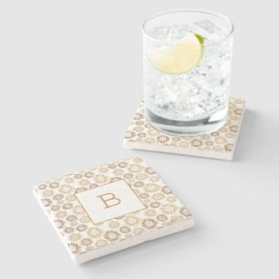 Zonnebloemen witte goudmonogram initiaal stenen onderzetter