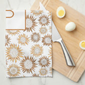 Zonnebloemen witte goudmonogram initiaal theedoek (Quarter Fold)