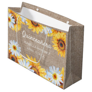 Zonnebloemen Witte Madelief Kanten Doek Quinceañer Groot Cadeauzakje