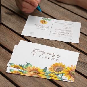 Zonnebloemen Witte Rustige RSVP Aangepaste maaltij Briefkaart