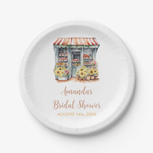 Zonnebloemen Ze is van de markt Bruids douche Papieren Bordje (Voorkant)