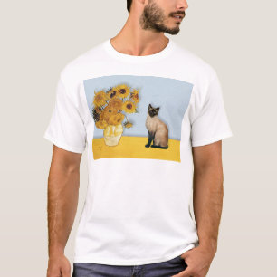 Zonnebloemen - Zegelpunt Siamese kat T-shirt